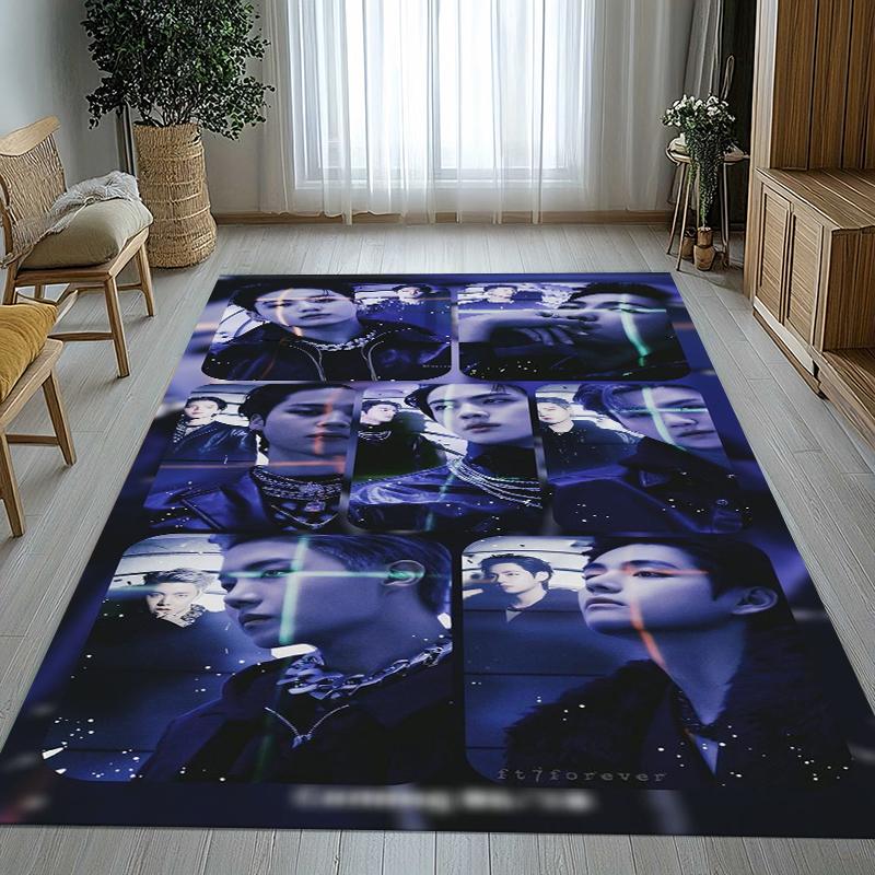 Fashion B-BTS Kpop Star Living Room Non-Slip Area Rug Soft Carpet for Bedroom Kids Playroom Sofa,Home Decor Doormat Gift