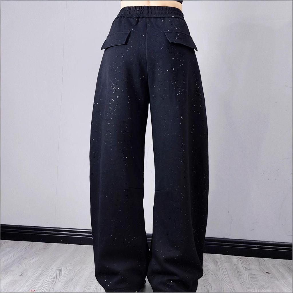 American Trendy Pleated Glitter Cargo Pants for Autumn/Winter Dance and Casual Wear