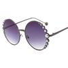 European and American Retro Pearl Round Frame Women's Sunglasses - Model 3403.
