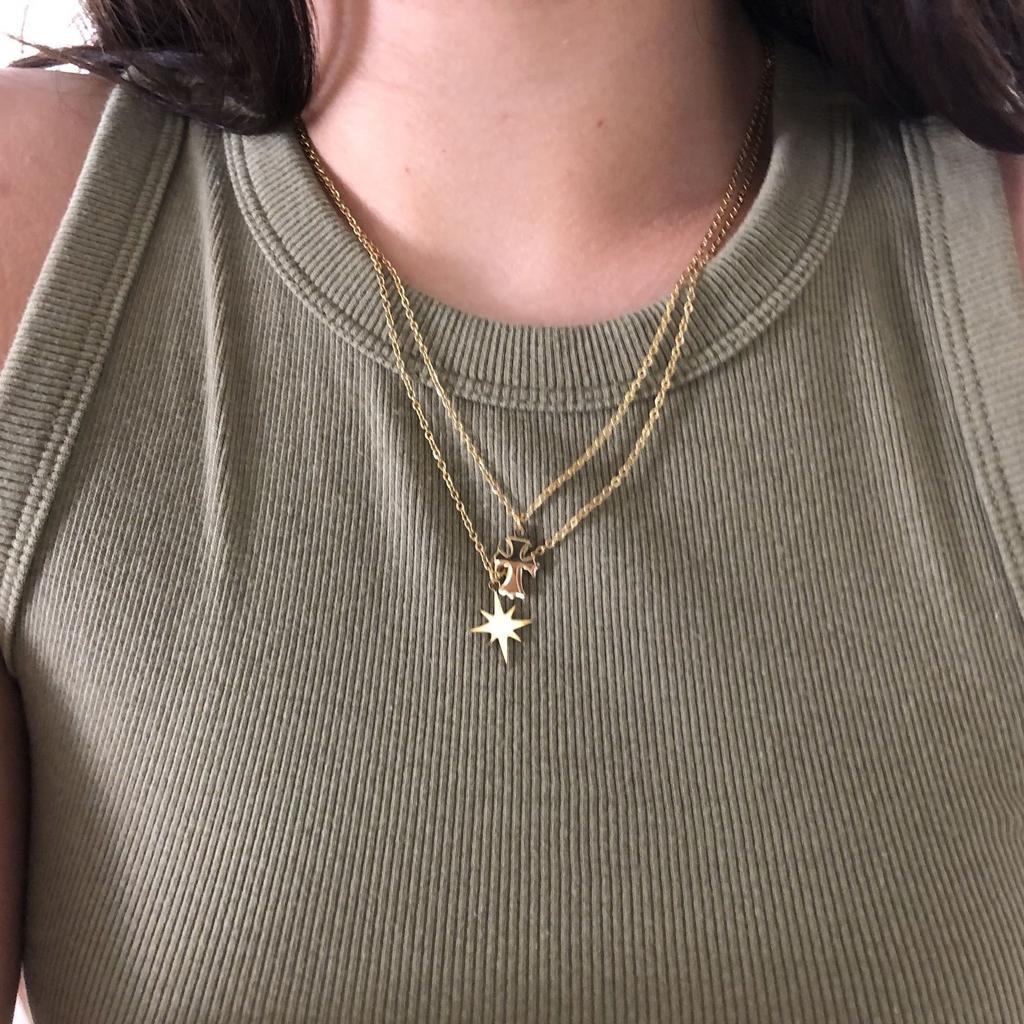 Bijuterii Busolă Hexagramă Oțel Titan Placat cu Aur Pandantiv Ochi Colier Oțel Inoxidabil