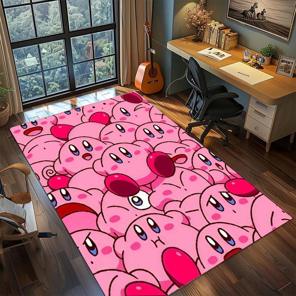 Kirby rutschfeste waschbare Fußmatte Dekor, Teppich für große Flächen, ideal für Schlafzimmer & Gamer-Zimmer Zuhause.-TING