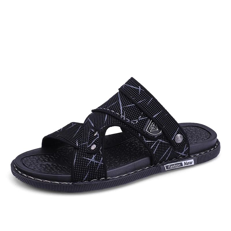 Модные мужские сандалии Модные летние новые шлепанцы Кожаные повседневные сандалии — фото 8