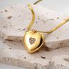 Stainless Steel Photo Frame Necklace Moon Sun Couple Choker Chain Heart Photo Pendant  Jewelry