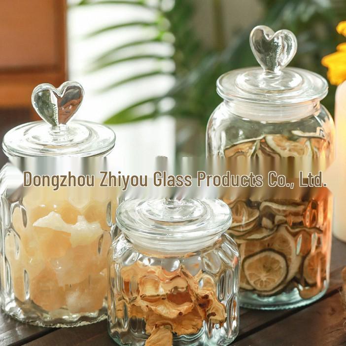 Transparent Glass Jar for Kitchen Storage of Grains, Dried Tangerine Peel, Pickled Vegetables, and Dried Fruits