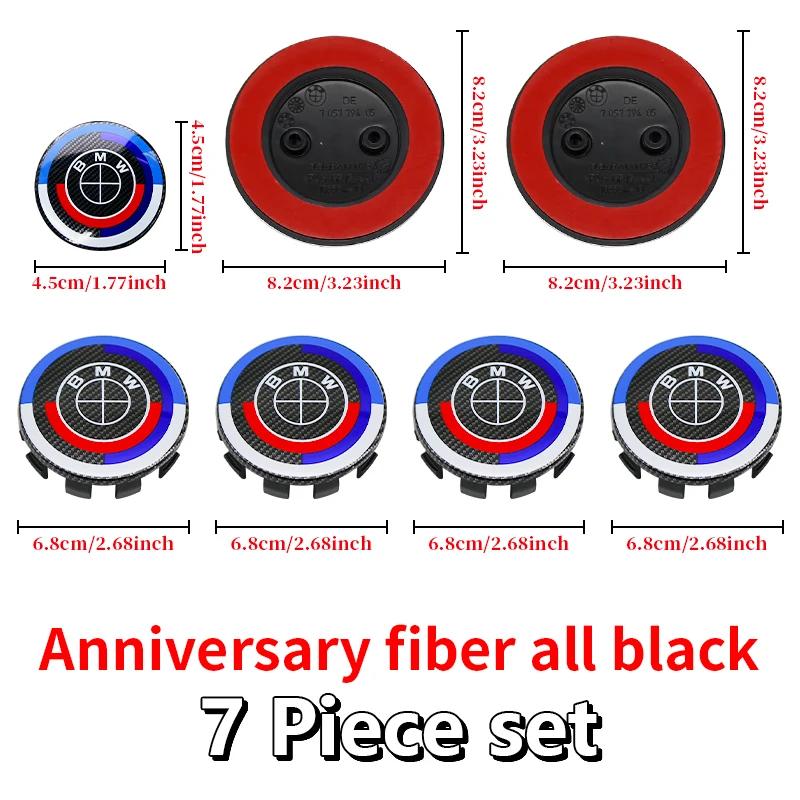 7Pcs 50th Anniversary Fiber Black Car Hood Front Rear Trunk Emblem Badge For BMW F20 E36 E46 X6 M4 E60 E93 E87 G01 G20 X3 X5 F30 FV7