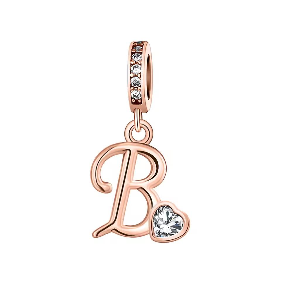 New Metal Rose Gold Light Two Tone 26 Letter English Pendant Charm Fit Ideal for Bracelets Necklaces Make your own Accessory Accessories Elegant