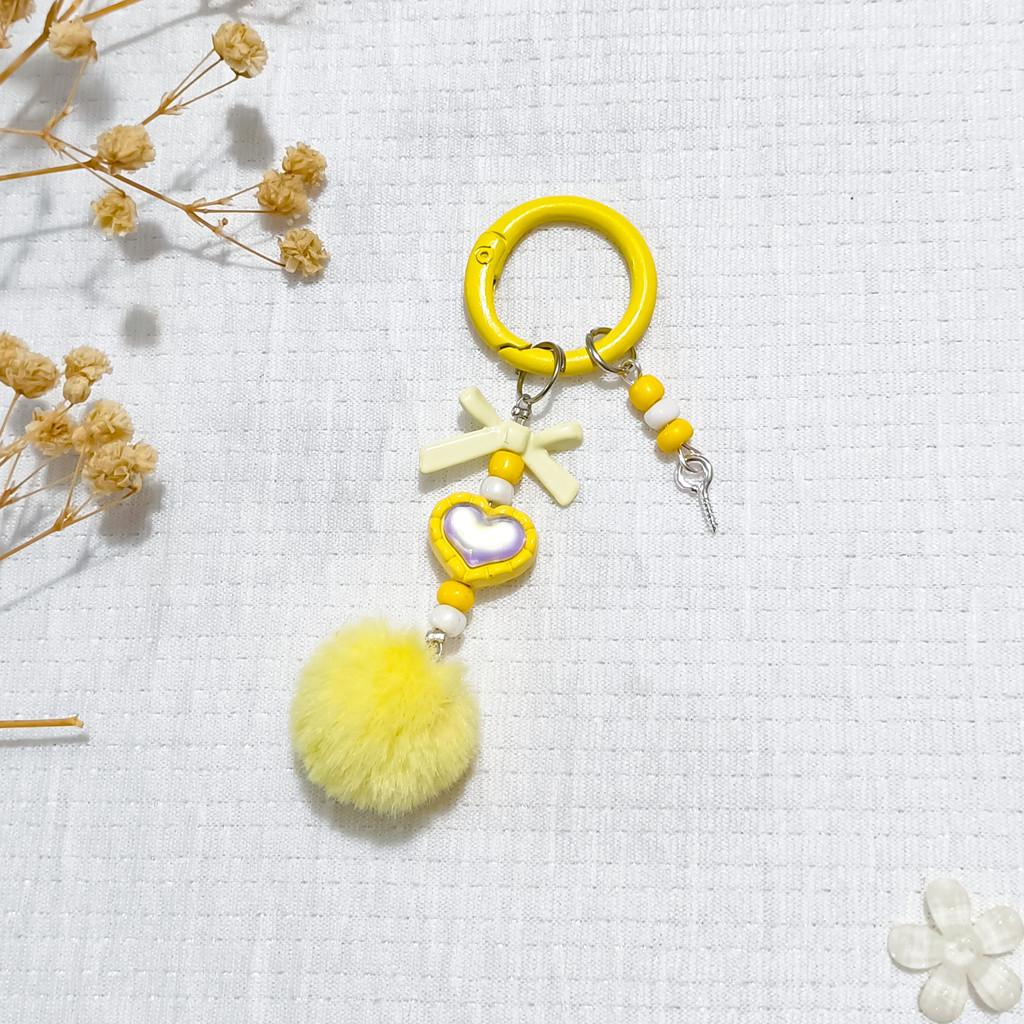 Heart Alloy Keychain Diy Mobile Phone Chain With Bead Pendant For Women