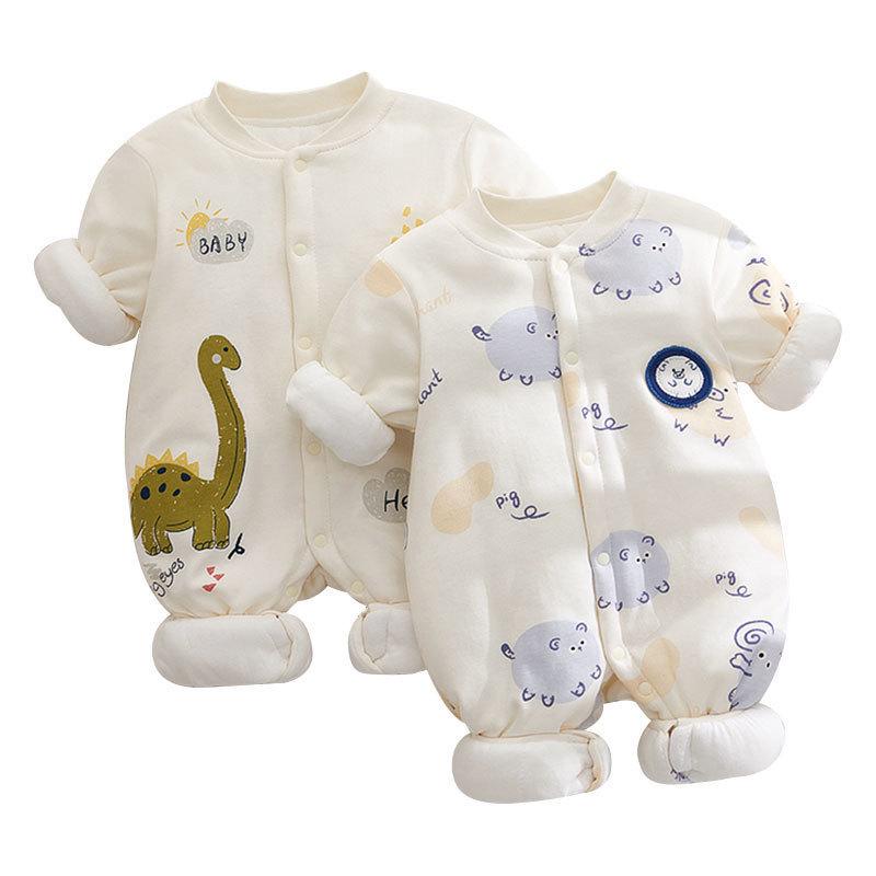 Winter-Ready Baby Bodysuit: 120g Thick Cotton Padded Romper, Pure Cotton Crawling Suit