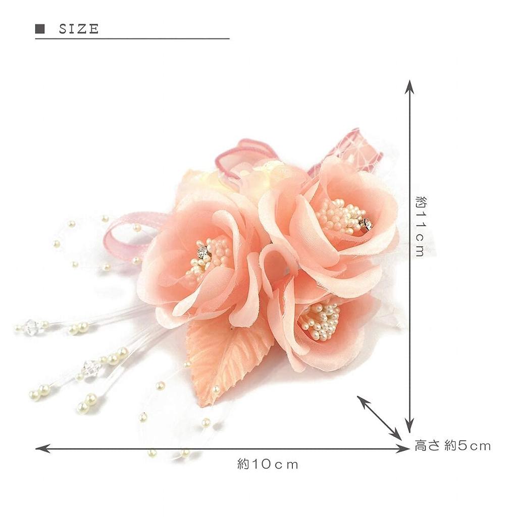 Handmade Rose Corsage Brooch with Pin and For Formal Occasions and Elegant White [Crane's Collection] Three-Flower Clip, Attire,