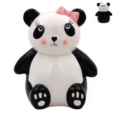 [Q4104] - Ceramic Piggy Bank 'Panda' White and Black (girl) - 16x14x10 Cm