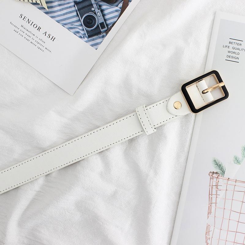 Women'S Paint Square Day Buckle Trendy Jeans Decorative Pu Belt Multi-Color