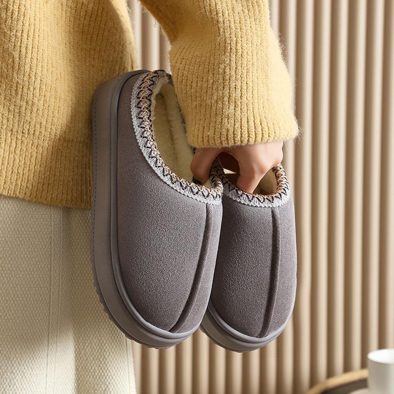 Home Closed Heel Warm Thickened Cotton Shoes Autumn Winter Cotton Slippers Men Couple Indoor Fuzzy Cotton Shoes Women