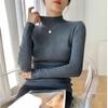 Women's Knitted Jumper Autumn Winter Half-high Neck SlimLong-sleeved Pullover Sweater Women's Knitted Bottoming Shirt