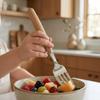 Stainless Steel Wooden Rice Soup Cake Fruit Fork Coffee Dessert Spoon  for Family Dining