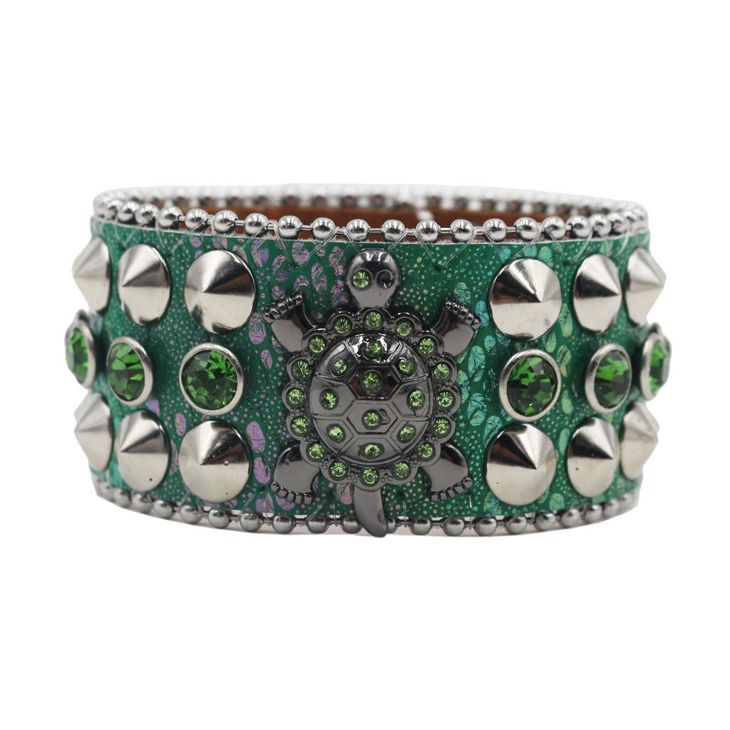 Amerikanisches Strassnietenarmband Armband Schildkröte Verziert Punk Goth Personalisierter Schmuck