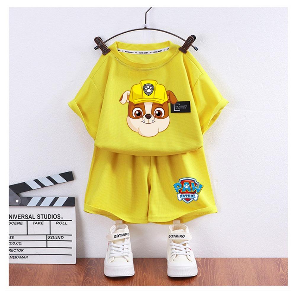 Paw Patrols Series Shorts Set Summer Cartoon Short Sleeve  for Boy Casual Tracksuit Birthday Gifts