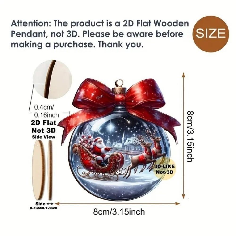18/36Pcs Wood Christmas Tree Ornaments Santa Claus Shatterproof Xmas Tree Hangings Pendant Xmas Decorations DIY Christmas Ball