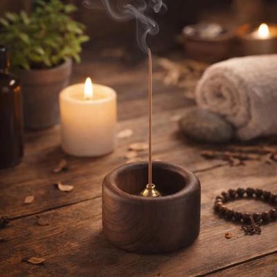 Portable Mini Incense Censer Base Retro Handmade Incense Holder Wooden Aromatherapy Plate