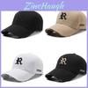 Unisex Polyester Embroidered R Letter Cap With Curved Brim For Sun Protection And Style