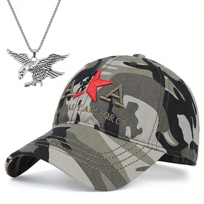 

2pcs Men s Women s Baseball Cap Eagle Pendant Necklace Set Letters Embroidery Fashion Leisure Outdoor Sports Sun Couple Net Red Cap Duck Tongue Cap камуфляжний