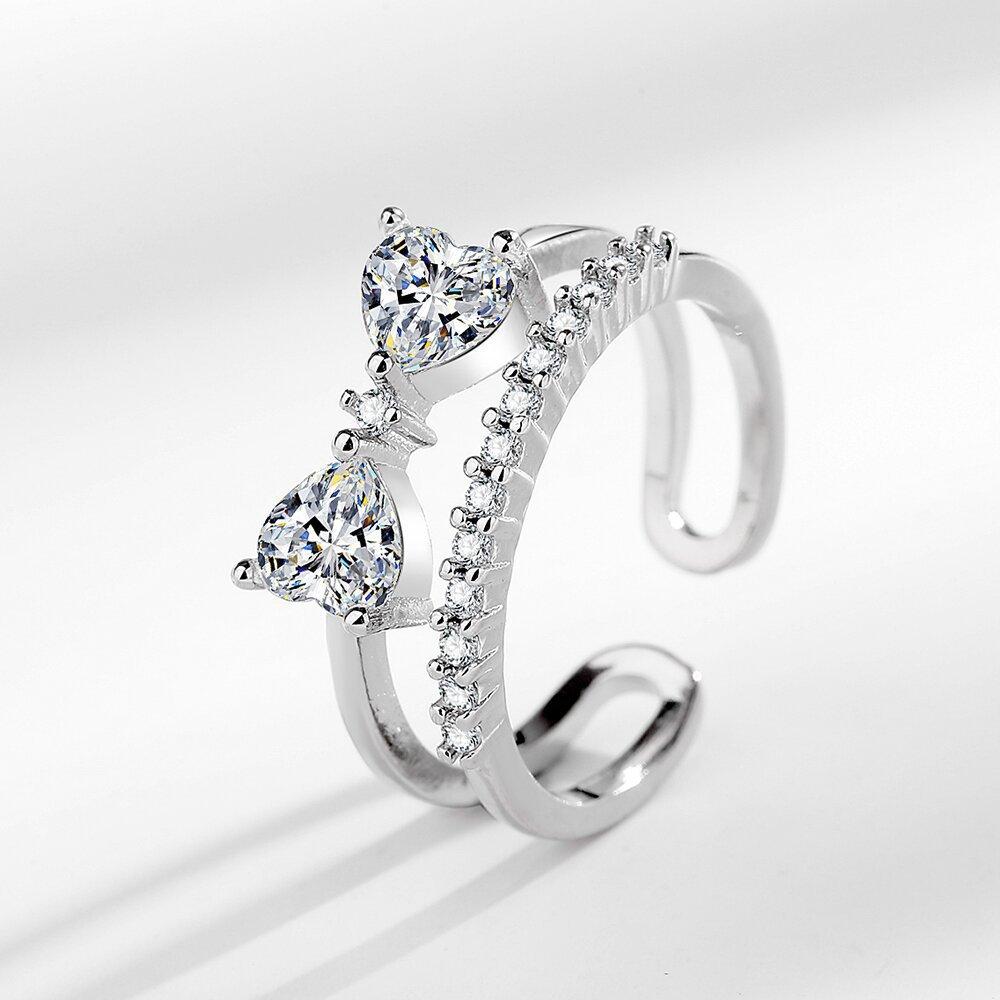 Silve Gorgeous Shiny Stone Heart Zircom Ring For Women Engagement Wedding High Quality Fine Jewelry