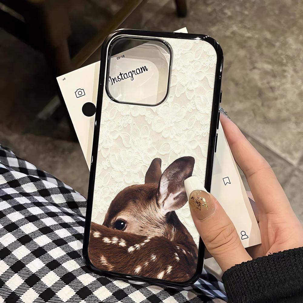 Lace Deer Phone Case For IPhone 17 Air 16 15 13 12 11 14 Pro Max 16 15 14 Plus 17 16 15 14 Plus Case Cover Funda Bumber Coque