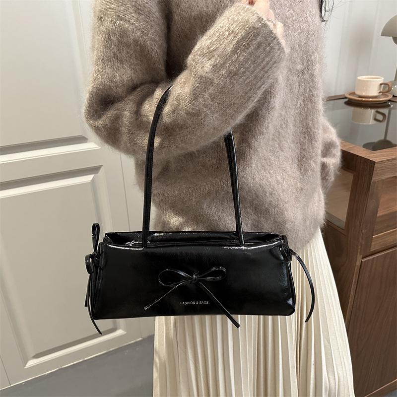 Women Korean Style Bow Design Underarm Bag Fashion Versatile Single Shoulder Handbag For Daily Commute