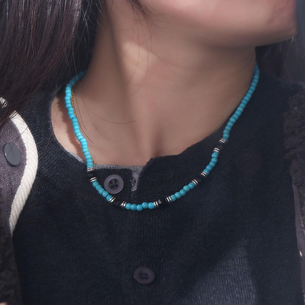 Texture Beaded Necklace Ethnic Style Western Country Necklace Turquoise Necklace Men  Men