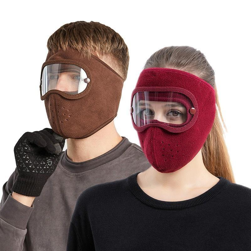 Autumn and Winter Warm Mask Face Mask Polar Fleece Riding Windproof Belt Goggles Anti-fog Mask