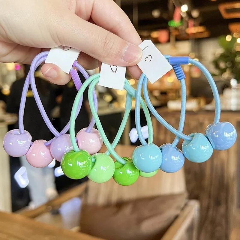 Cream Color Hair Ties Korean Style High Elasticity Ponytail Holders for Girls Kids Cute Headwear Non Damage