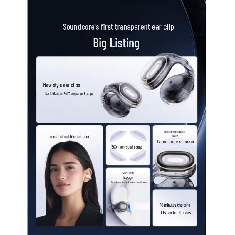 SoundCore C30i Space Capsule Ear-clip Bluetooth Earbuds