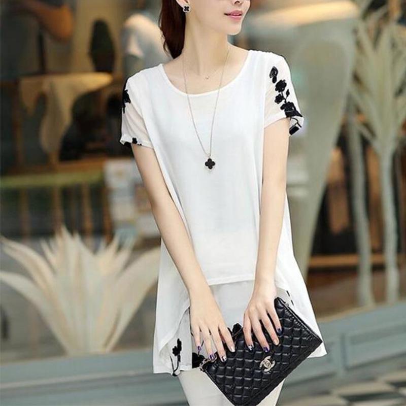 Elegant Summer Women's Short Sleeve Round Neck Chiffon Dress In Various Sizes
