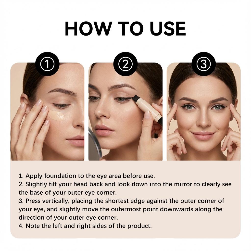 Zephoco Double-Ended Black Liquid Eyeliner Stamp: Smooth, Flawless, Versatile Pigmented Eye Makeup.