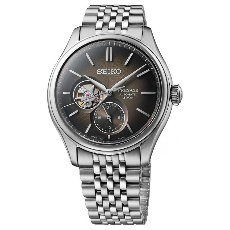 Seiko Men's Black Presage Series 100 Meters Waterproof Automatic Steel Strap 40.2Mm Watch Dial Spb471j1