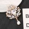 New Versatile Crystal Brooch Metal Gold Silver High-end Brooch Water Drop Shape Lapel Decorative Pin Women's Fashion