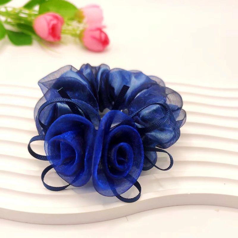 Korean Style High-end Rose Flower Scrunchie Fashionable Floral Hair Accessory Rose Flower Hair Tie Set  Rose Hair Scrunchie