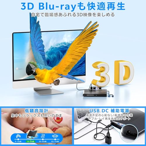 External Blu-ray Drive, USB-A/C Compatible, Plays/Reads/Writes/Burns, BD/CD/DVD Player, Portable Blu-ray Drive, Compatible with Windows/Mac, Includes