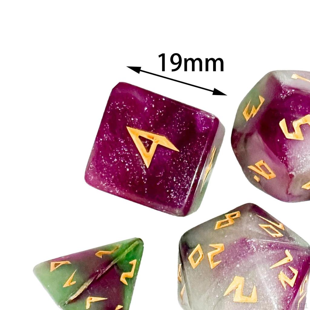 7 Pieces Polyhedral Dice D4 D6 D8 D10 D12 D20 Handmade Multisided for Entertainment Toy Gift