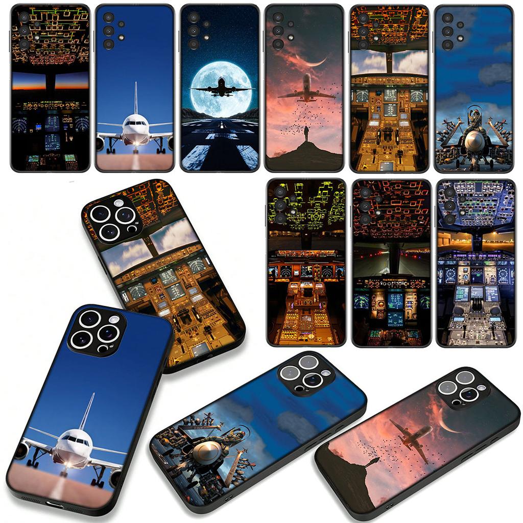 Aircraft Travel Cover Phone Case for Samsung Galaxy A55 A54 A25 A36 A17 A26 A35 A33 A34 A14 A37 S8 S9 S20 S21 FE S10 Plus