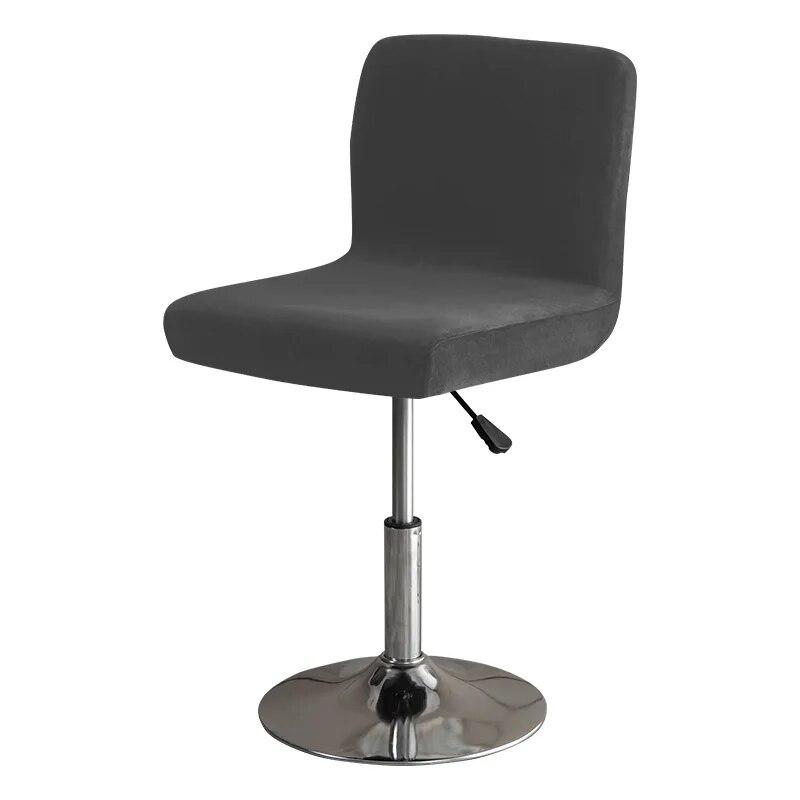 Soft Velvet Bar Stool Chair Cover Solid Stretch Rotating Chair Slipcover Elastic Low Back Office Dining Seat Protector Dark Blue