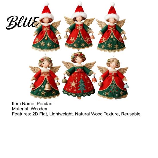 Reusable Wood Holiday Ornaments Hanging 2D Wooden Flat Decorations 6/10/12/24/36PCS Angel Christmas for Xmas Window Display Props Tree Wall