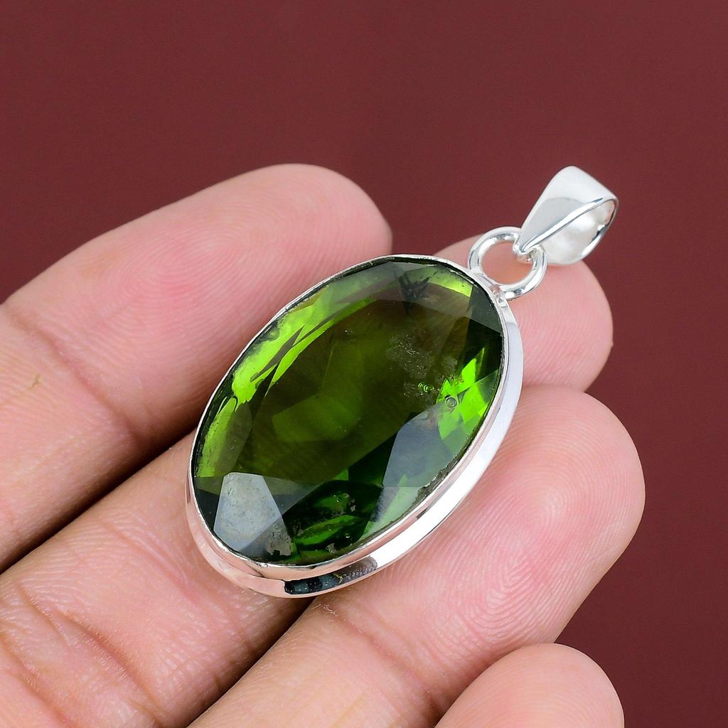 Faceted Peridot Pendant Original Gemstone Pendant Unique Jewelry Handmade Pendant 925 Sterling Silver Pendant Peridot Jewelry Wedding Gifts