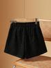 High-Waisted Women's Woolen Bootcut Shorts - Plus Size, Autumn/Winter, Loose Fit, Slimming, 200 Jin