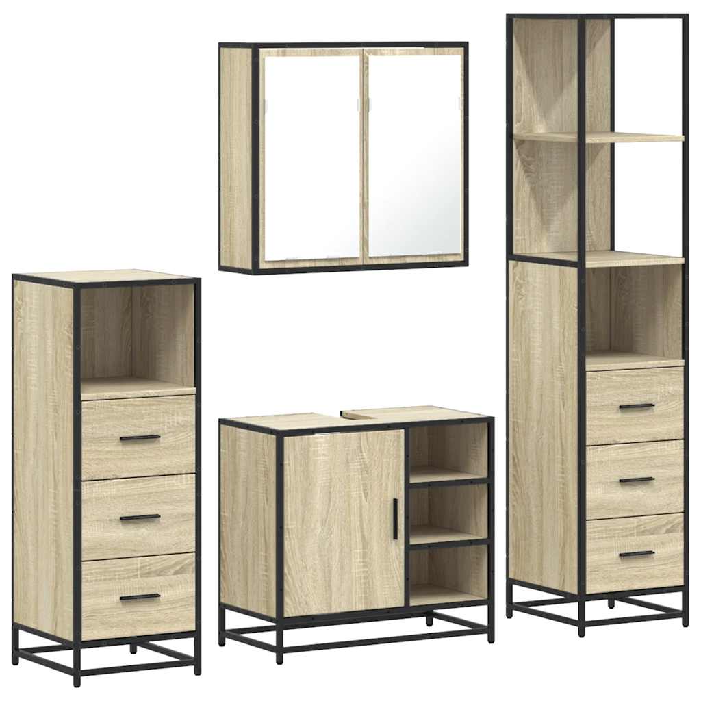 4 Piece Bathroom Furniture Set in Sonoma Oak Particle Board