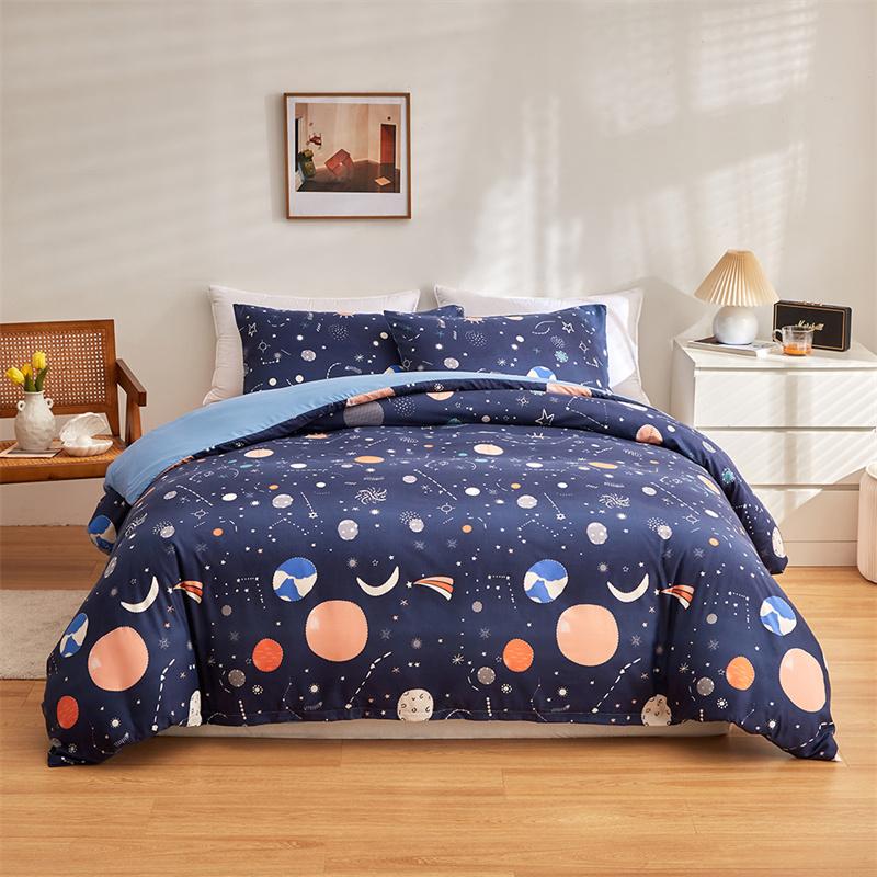 

England America Cosmos Pattern Fluorescence Bedding Set King Queen Luminous Duvet Cover Set Dream Single Double Bed Quilt Covers EU Single 135x200cm