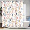 Multicolor Floral Shower Curtain Waterproof Bath Rug Decorative Printed Linen Fabric Bathroom Accessories T20-973C