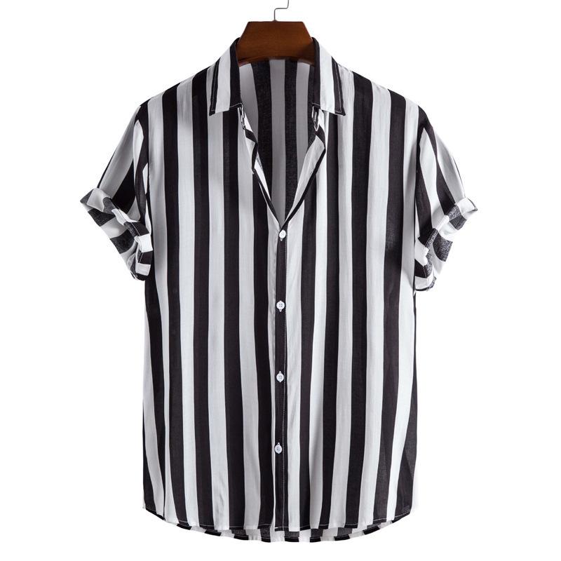 Camicia Casual da Uomo a Maniche Corte a Righe Primavera 2025