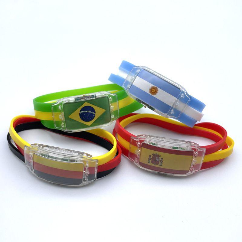 2022 World Cup Led Lighted Flag Silicone Bracelet Durable And Comfortable Sports Wristband