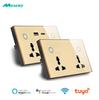 WLAN Tuya Smart Doppelsteckdose Wandsteckdose Universalstecker Kabellose Stromversorgung Touchschalter Alexa Google Home Büro