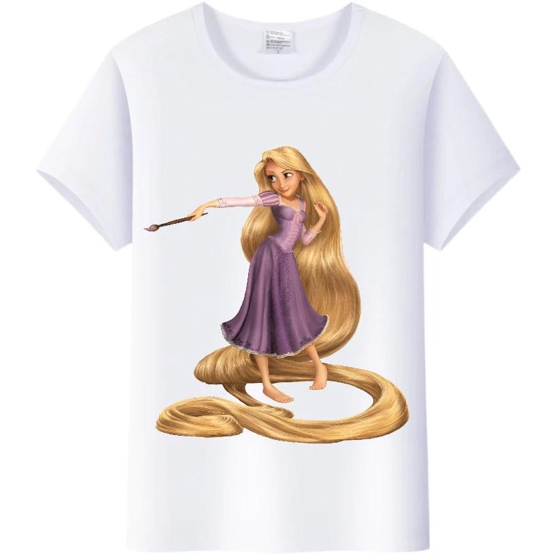 Blusa da Donna Cartone Animato Disney Kawaii Principessa Rapunzel T-shirt Estive Y2k Harajuku Coreane Abbigliamento Oversize Camicie da Ragazza
